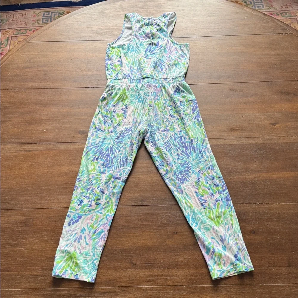 Size L (8-10) Lilly Pulitzer Girls Sleeveless Vala Jumpsuit Shell Of A Party